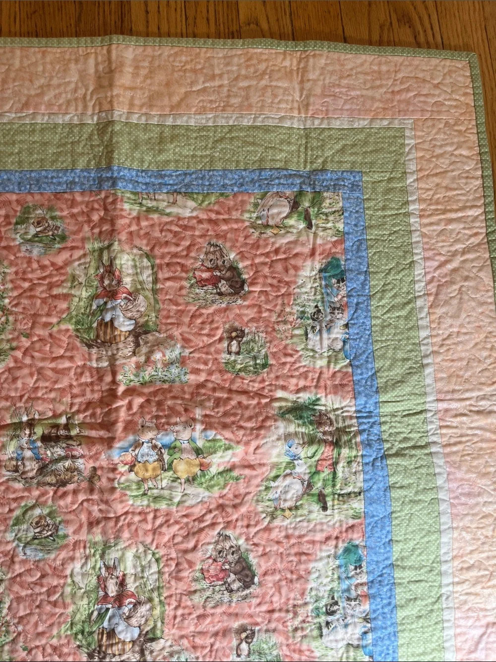 Beatrix Potter Peter Rabbit Handmade Quilt  32”x 32”